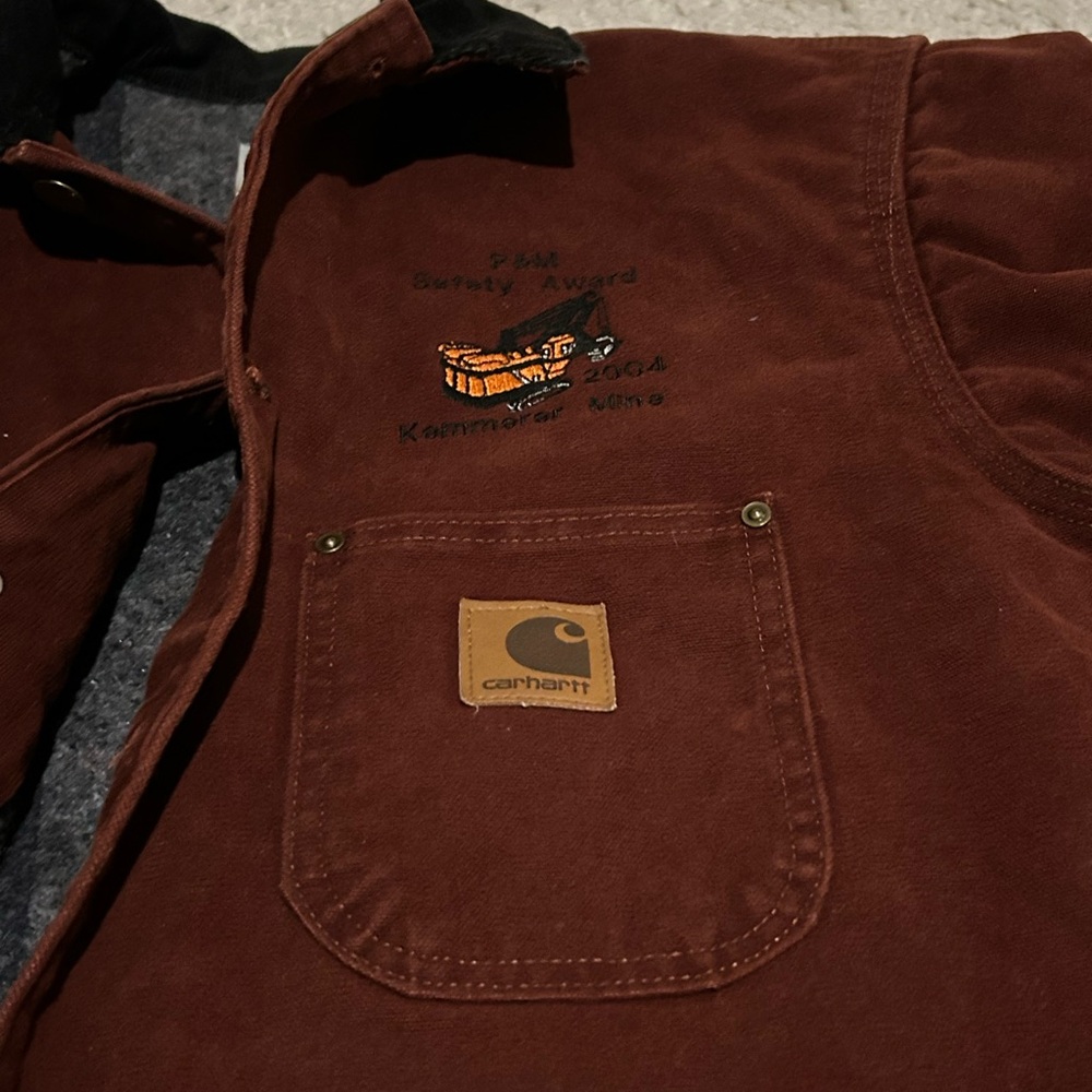 Carhartt chore coat blanket lined size medium CO2 CLY burgundy vintage - Picture 4 of 9